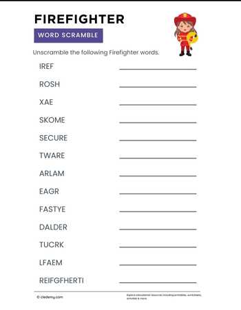 Firefighter Word Scramble