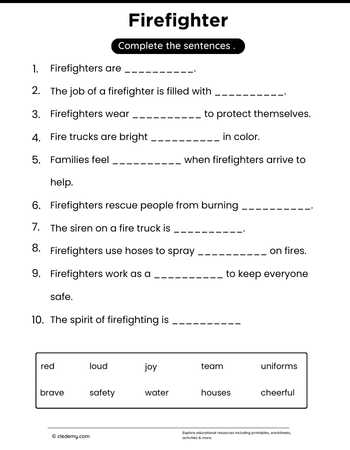 Complete Sentence Firefighter