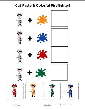 Cut Paste & Colorful Firefighter