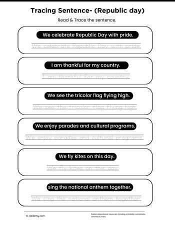 Tracing Sentence - Republic Day- India