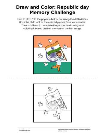Draw and Color: Republic Day- India Memory Challenge