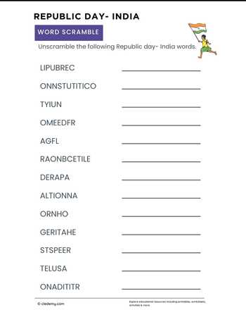 Republic Day - India Word Scramble
