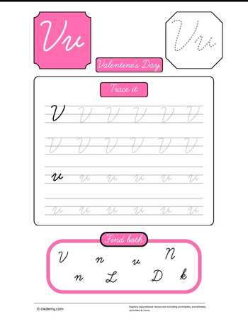 Cursive Letter V for Valentine Day