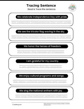 Tracing Sentence - Independence Day- India