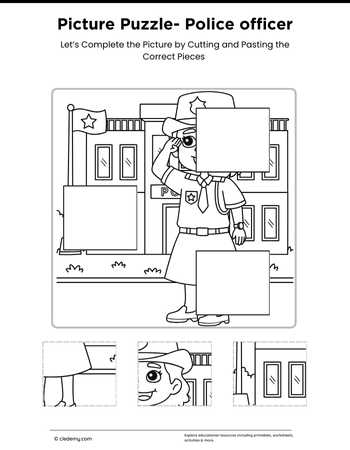 Cut & Paste Picture Puzzle- Police Officer
