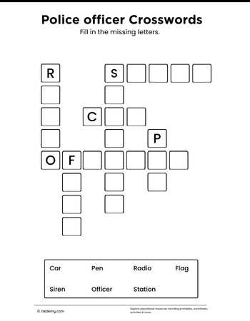 Police Officer Mini Crosswords Puzzle