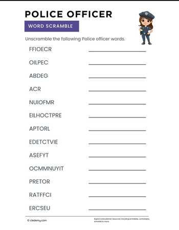 Police Officer Word Scramble