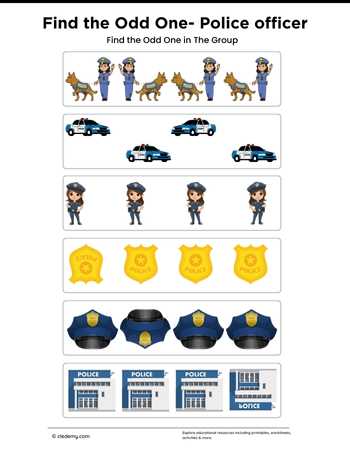 Find Odd One Out Police Officer