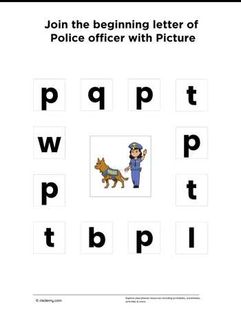 Join the Letter Matching with Police Officer