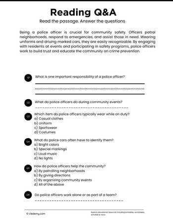 Read and Answer- Police Officer
