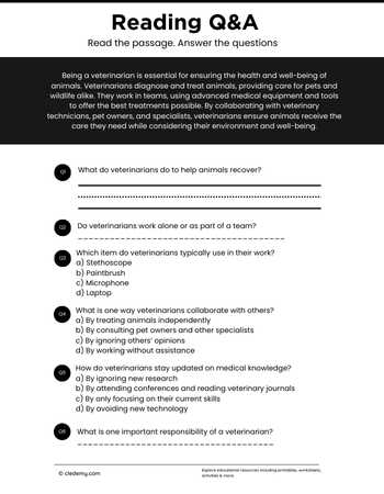 Read and Answer- Veterinarian