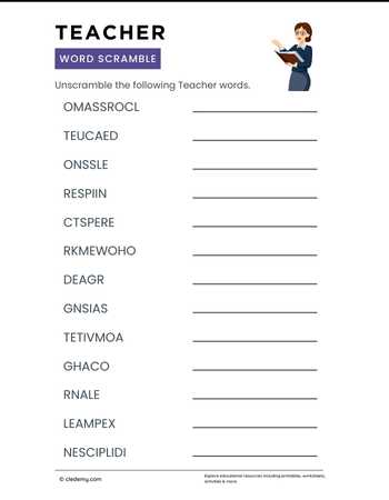 Teacher Word Scramble