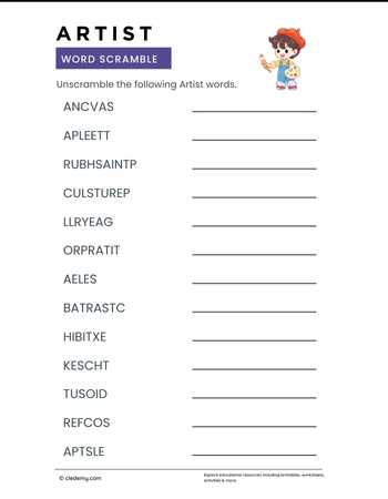 Artist Word Scramble