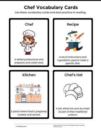 Chef Vocabulary Cards