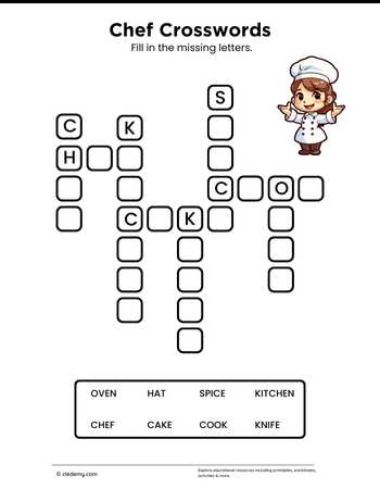 Chef Mini Crosswords Puzzle