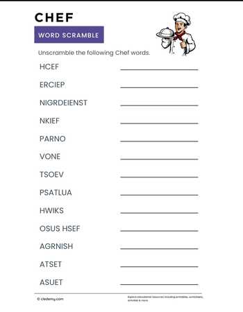 Chef Word Scramble