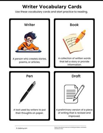 Writer Vocabulary Cards