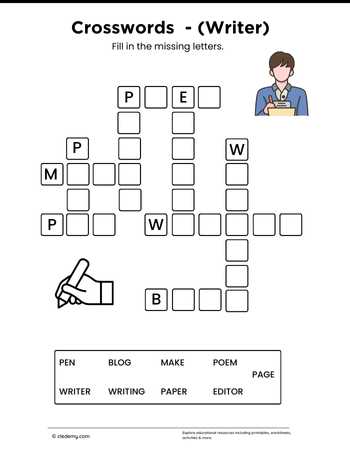 Writer Mini Crosswords Puzzle