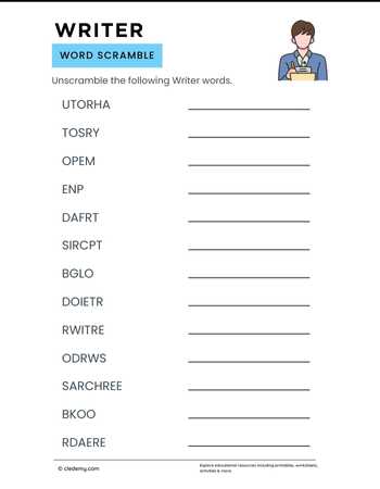 Writer Word Scramble