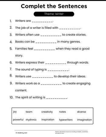 Complete the Sentences-Writer