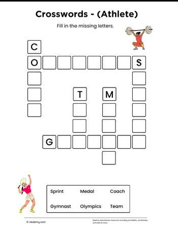 Athlete Mini Crosswords Puzzle