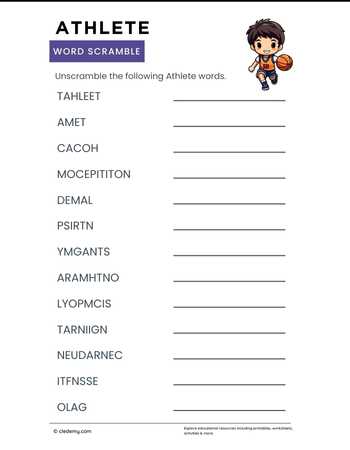 Athlete Word Scramble