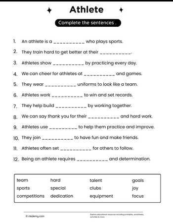 Complete Sentence Athlete