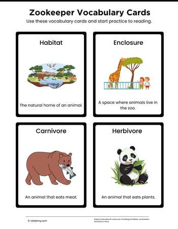 Zookeeper Vocabulary Cards