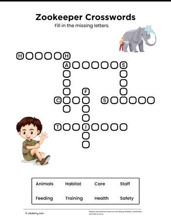 Zookeeper Mini Crosswords Puzzle