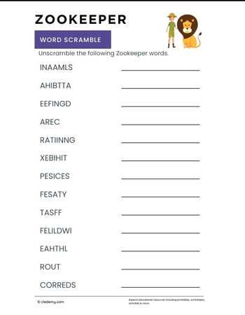 Zookeeper Word Scramble