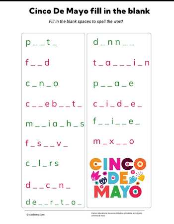 Cinco De Mayo Fill in The Blank