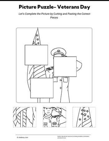 Cut & Paste Picture Puzzle- Veterans Day