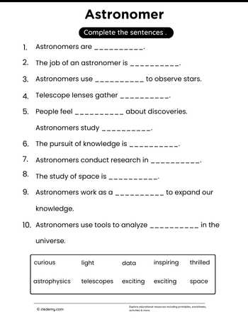 Complete Sentence-Astronomer