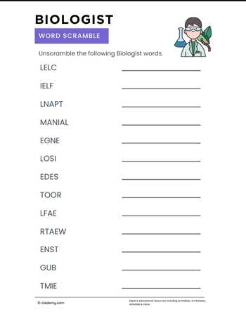 Biologist Word Scramble