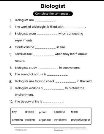 Complete Sentence-Biologist