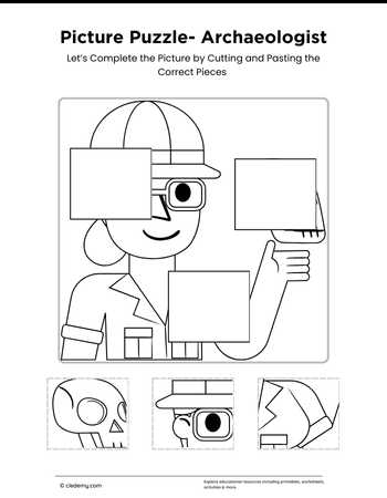 Cut & Paste Picture Puzzle- Archaeologist