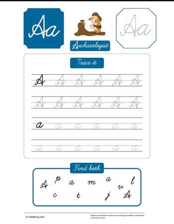 Cursive Letter A for Archaeologist