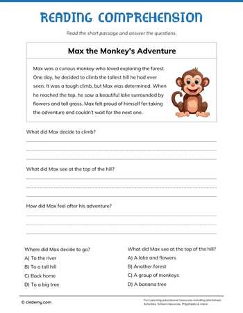 Max the Monkey Reading Comprehension