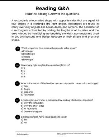 Read and Answer- Rectangle