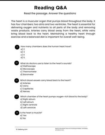 Read and Answer- Heart
