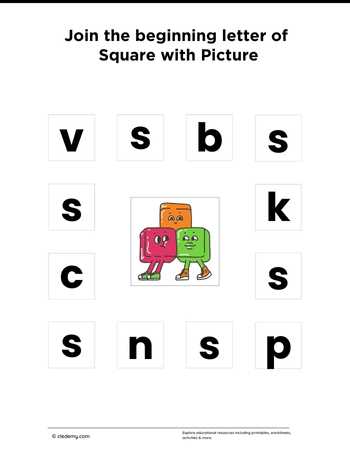 Join the Beginning Letter of Square with Picture