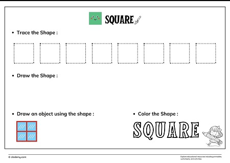 Trace and Draw 2D or 3D Shape-Square