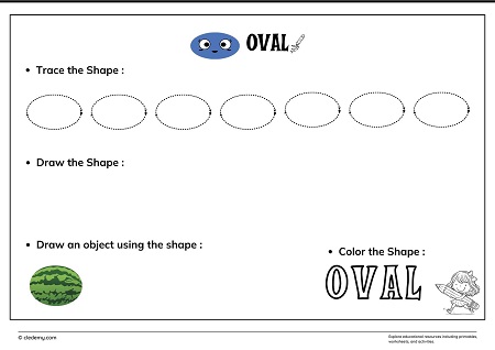 Trace and Draw 2D or 3D Shape-Oval