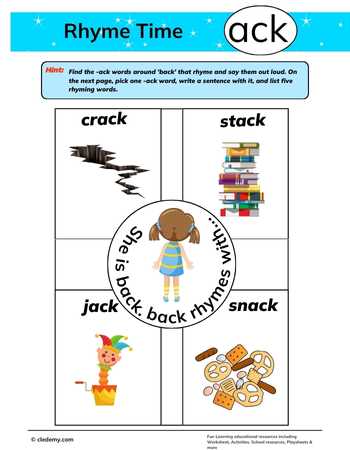 Rhyme Match with -Ack Words