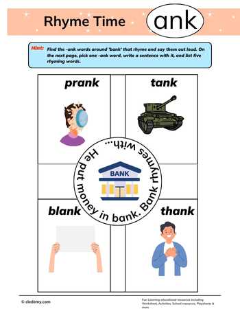 Rhyme Match with Ank Words