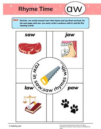 Rhyme Match with Aw Words