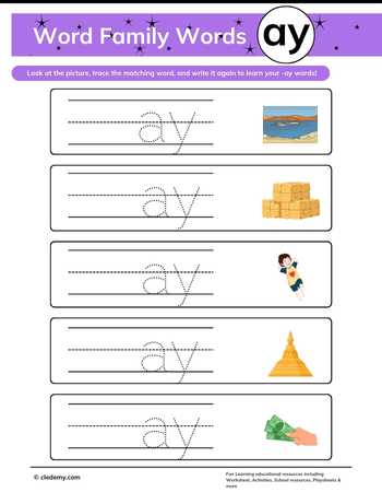 Trace, Write, and Learn -Ay Words