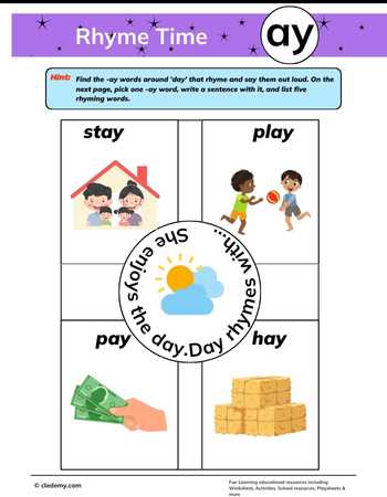 Rhyme Match with Ay Words