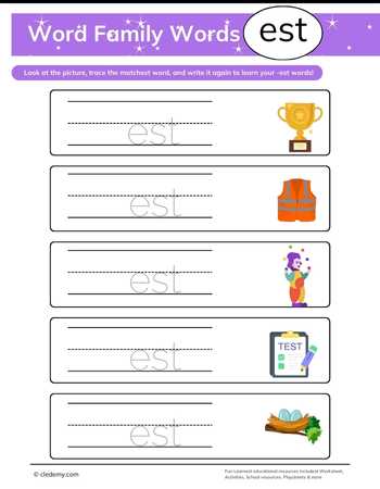 Trace, Write, and Learn -Est Words