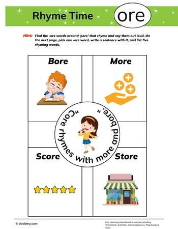 Rhyme Match With- Ore Words